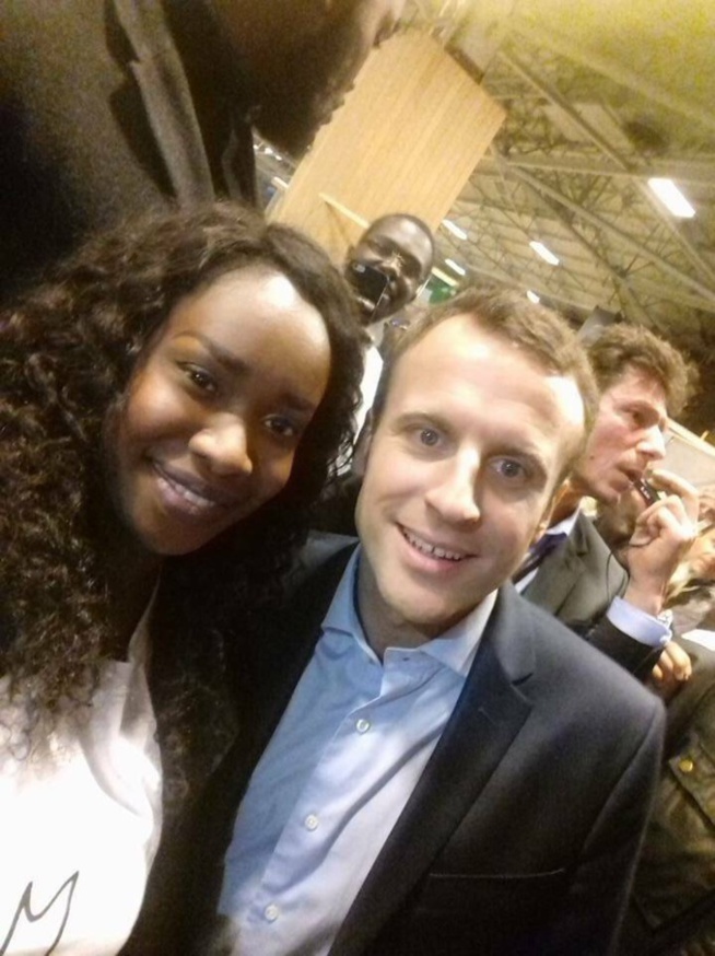 Penda Sylla, la fille de l'ancien DG de la RTS Matar Sylla avec Emmanuel Macron