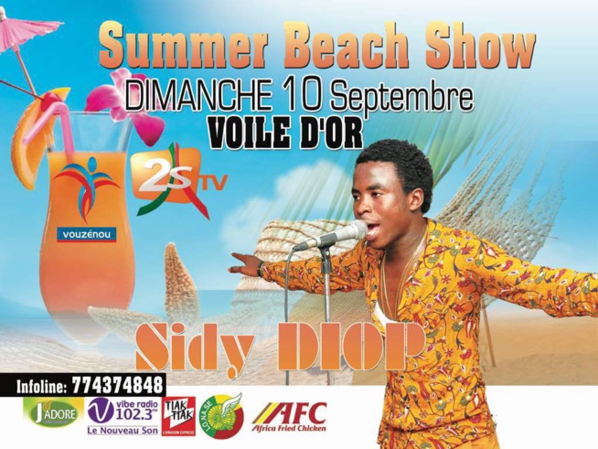 VOUZENOU revient ce dimanche à la Voile d'Or avec Sidy Diop. SUMMER BEACH SHOW