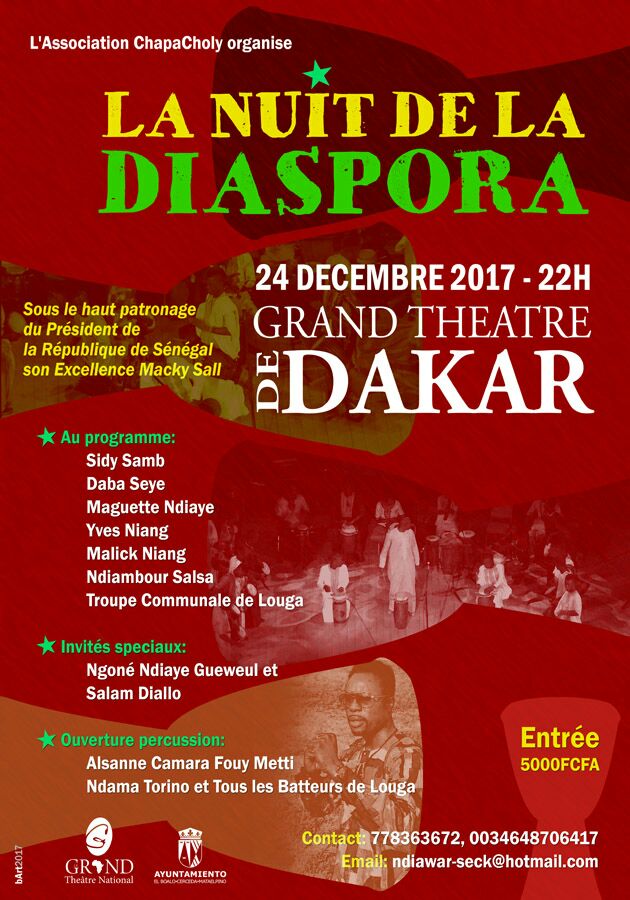 NUIT DE LA DIASPORA, avec l'association Chapacholy au Grand theatre ce 24 Décembre.