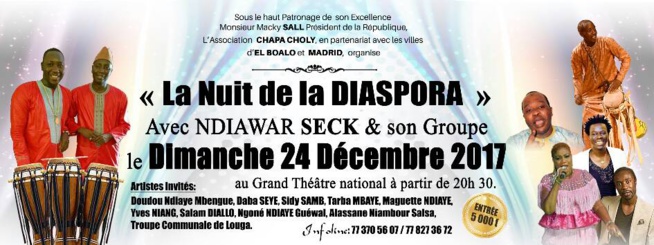 NUIT DE LA DIASPORA LE 24 DÉCEMBRE AU GRAND THEATRE AVEC LES FILS DU NDIAMBOUR