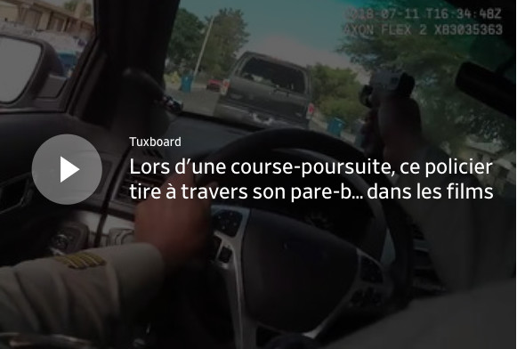 Lors d'une course-poursuite, ce policier tire à travers son pare-brise comme dans les films