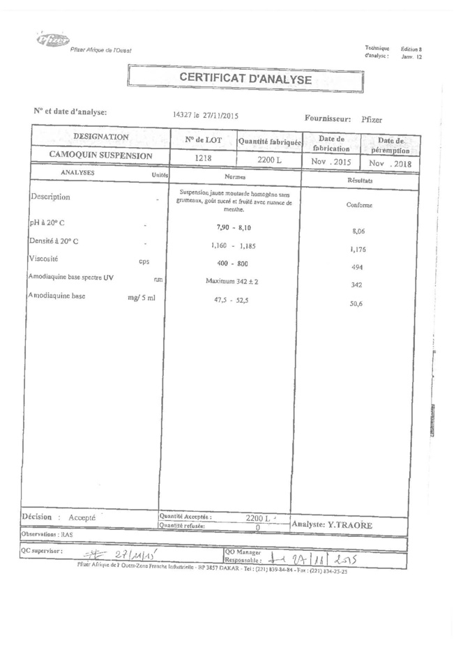 Sa filiale de Dakar fermée : Pfizer, industrie pharmaceutique trafique et fait du faux et usage de faux