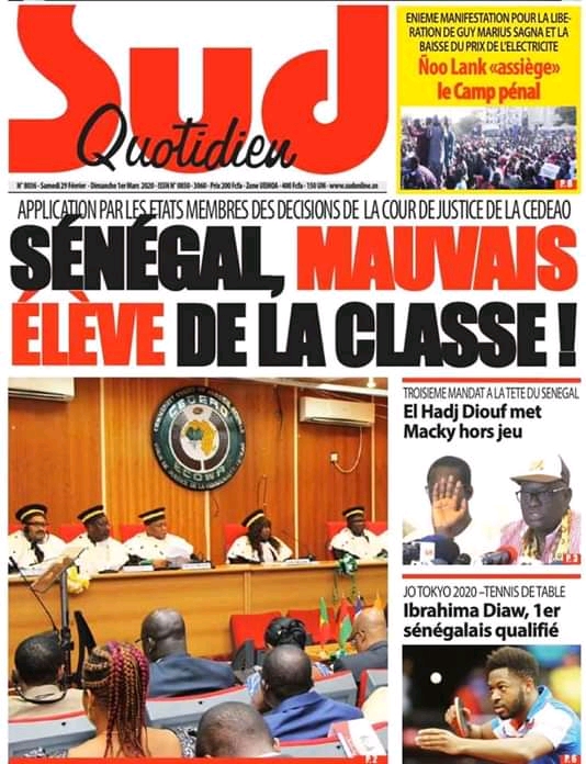 REVUE DE PRESSE: LA UNE DES QUOTIDIENS DU SAMEDI 29 FÉVRIER 2020