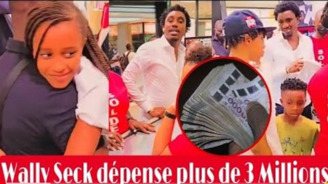 Wally Seck fait son shopping avec ses enfants Ndella et Muhammed dépense plus de 3 Millions