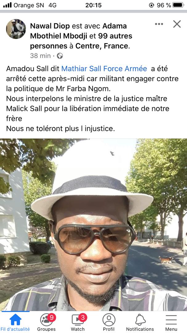 Plainte de Farba Ngom: Mathiar Sall membre de l'APR au Fouta arrêté par la gendarmerie de Ourossogui .