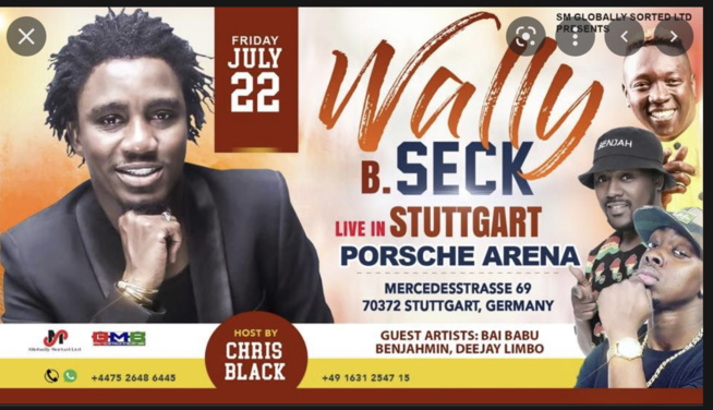 22 juillet en Allemagne Wally Seck à l assaut du PORCHE ARENA DE STUTTGART réservez déjà vos tickets sur ses liens