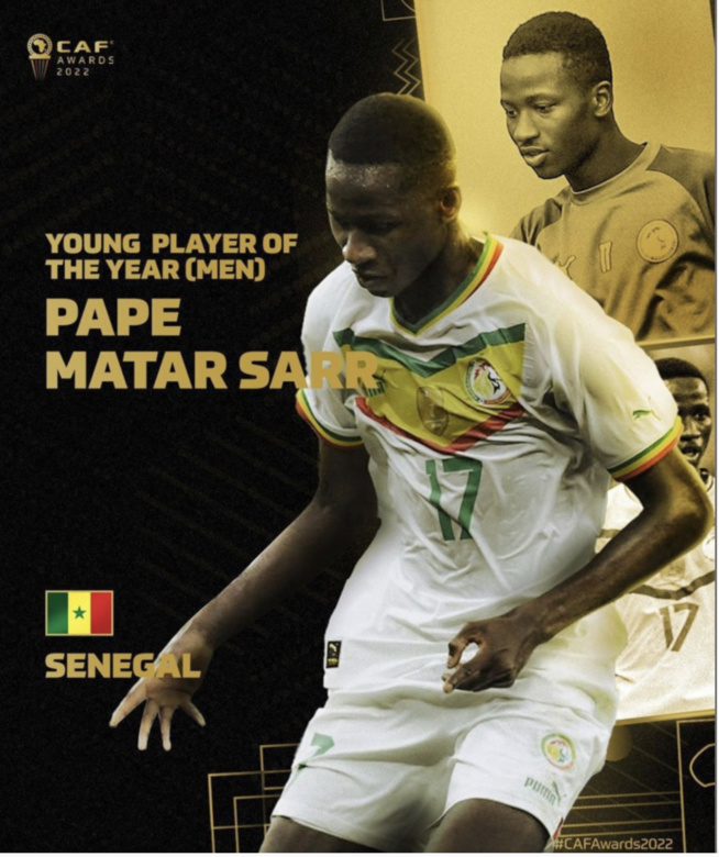 Pape Matar Sarr remporte le trophée du meilleur jeune de l’année ! #CAFAwards2022