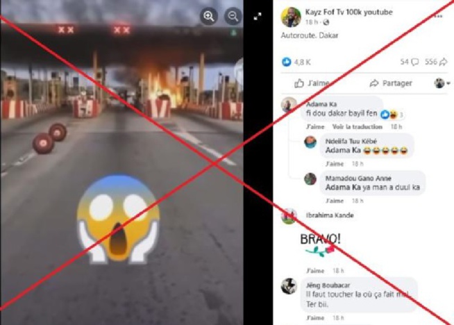Fake news qui fait le tour ailleurs : Cette photo d'un péage incendié a été prise à Abidjan, et non à Dakar