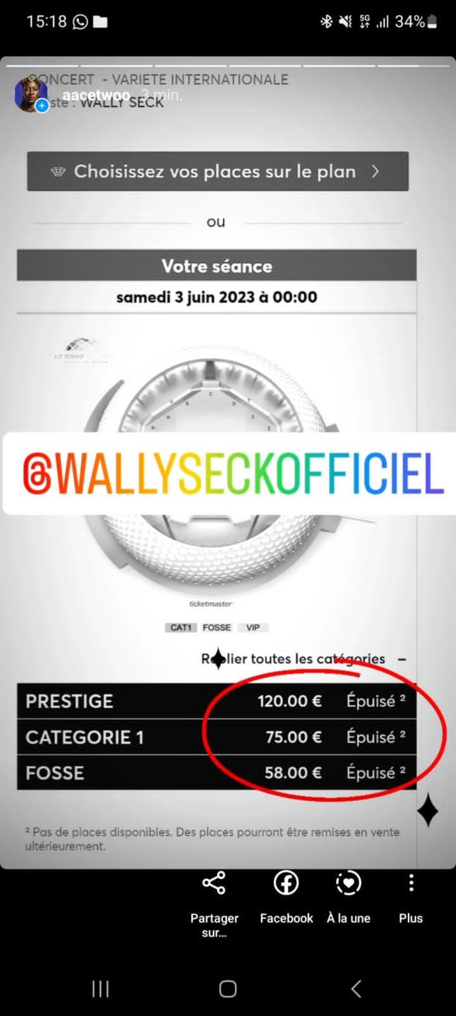 A 33 JOURS AVANT LE JOUR J: Wally B. Seck rempli les Dômes de Paris tous les billets ont été vendus.