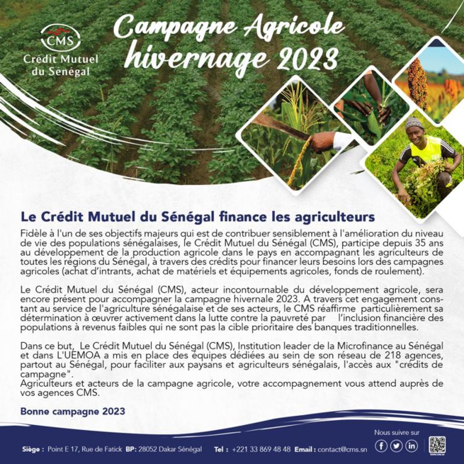 Campagne Agricole : Le Crédit Mutuel Du Sénégal Finance Les Agriculteurs