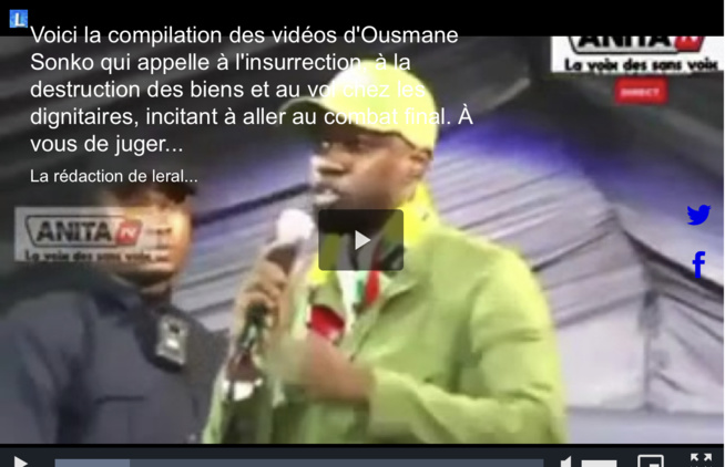 Voici la compilation des vidéos d'Ousmane Sonko qui appelle à l'insurrection, à la destruction des biens et au vol chez les dignitaires, incitant à aller au combat final. À vous de juger...