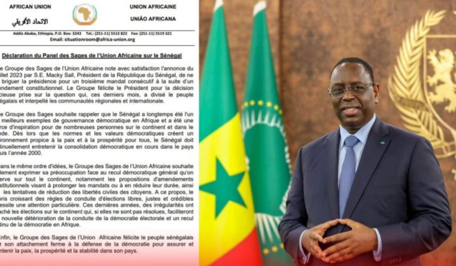 Le Groupe des sages de l’Union Africaine se félicite de la décision du président Macky Sall de ne pas  » briguer la présidence pour un 3e mandat ».