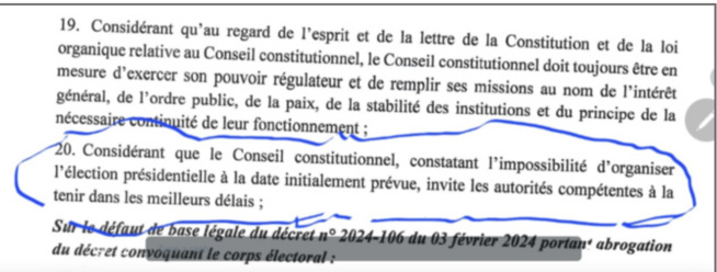 Présidentielle 2024 : Le Conseil constitutionnel souligne l'impossibilité d'organiser le scrutin, le 25 février