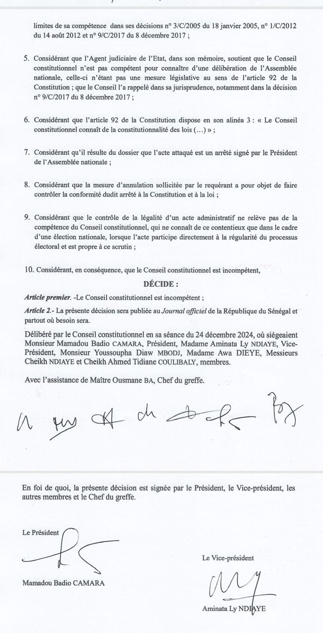 Le Conseil constitutionnel a rejeté la requête de Barthélemy  Diaz qui contestait  sa radiation du poste de député