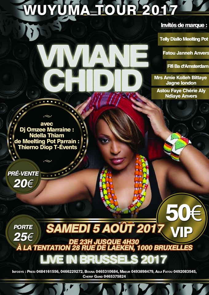 "WUYUMA TOUR" VIVIANE CHIDID EN LIVE LE 05 AUOT À BRUXELLES EN BELGIQUE.