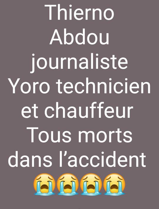 Urgent :  Les détails de l’accident qui a couté la mort de trois journalistes de leral sur la route