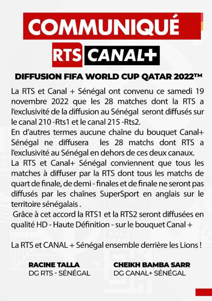 Coupe du Monde: Cheikh Bamba Sarr et Racine Talla trouvent solution pour les abonnes de Canal +