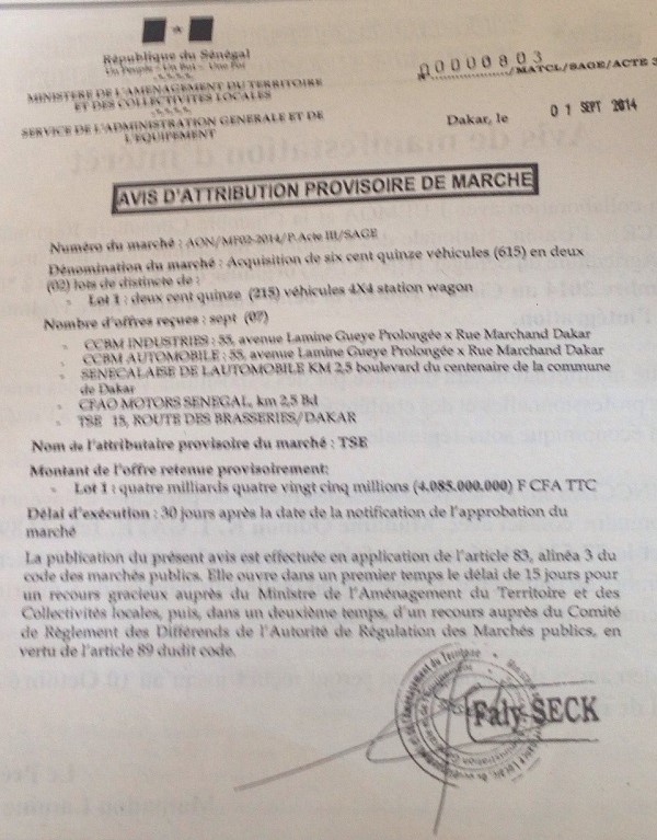 La TSE de Cheikh Amar gagne encore la confiance de l'ARMP sur un lot de 215 véhicules 4x4 Wagon