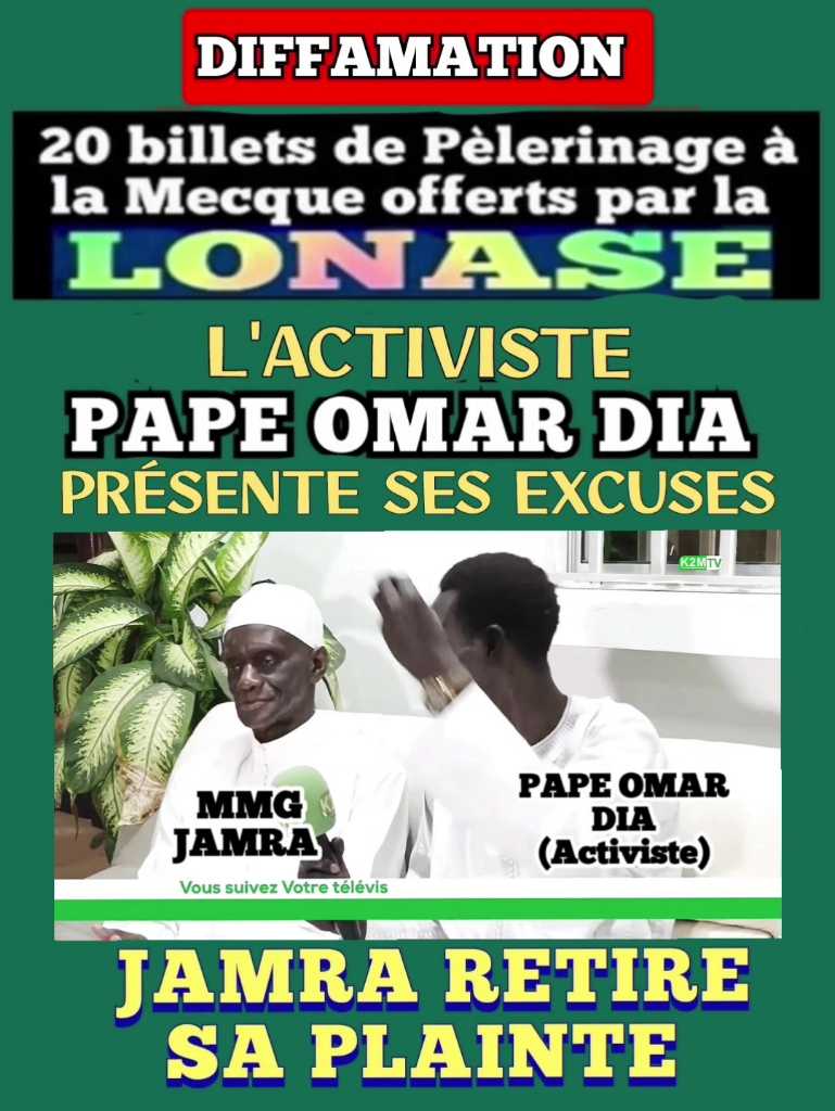 L'ACTIVISTE PAPE OUMAR DIA PRÉSENTE SES EXCUSES, JAMRA RETIRE SA PLAINTE À LA DSC, POUR DIFFAMATION