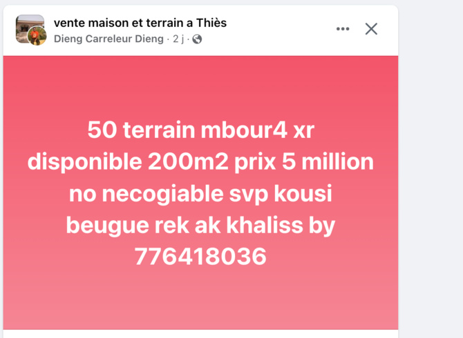 Vente de terrains à Mbour 4 : Complicité avec l'entrepreneur ou la direction des impôts et domaine de Thiès?