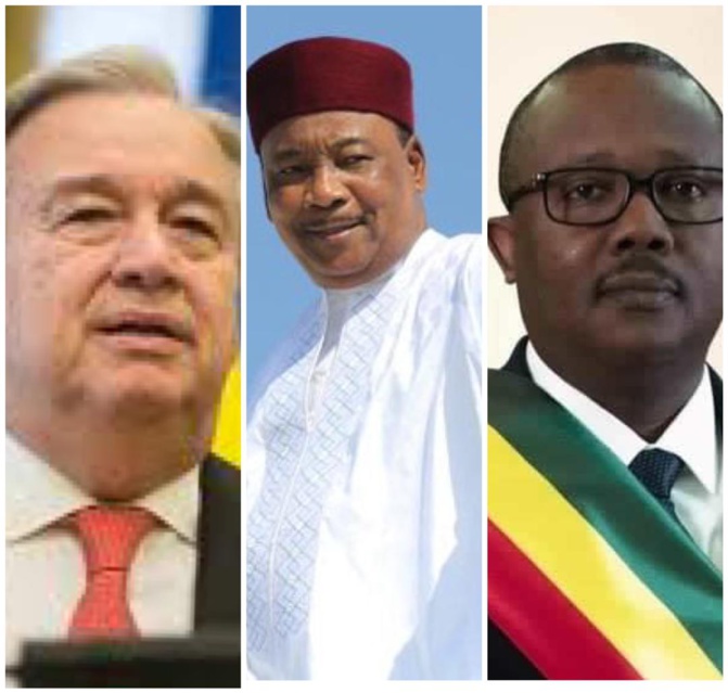 Antonio Guterres, Issoufou Mouhamadou et Umaro Embalo saluent la décision du Président Sall