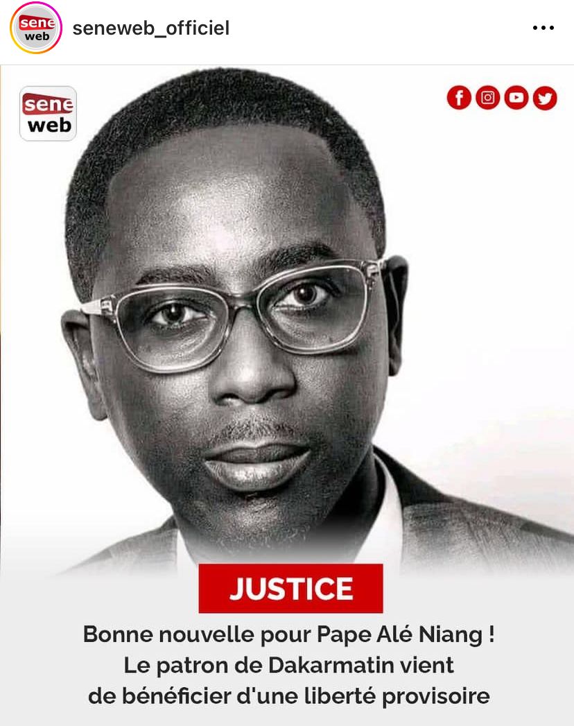 Urgent !!! Pape Ale NIANG vient de bénéficier d'une liberté provisoire