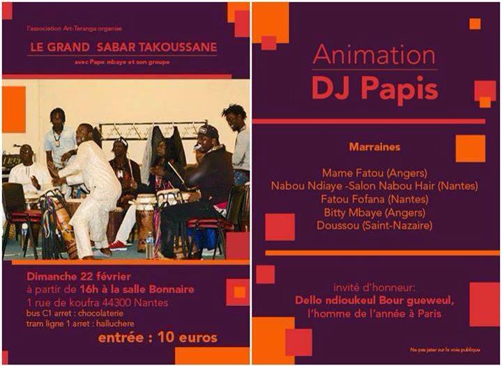 Pape Mbaye organise le "Takoussane de Nante" avec un grand "Tann beer" ce 22 Février à Nantes