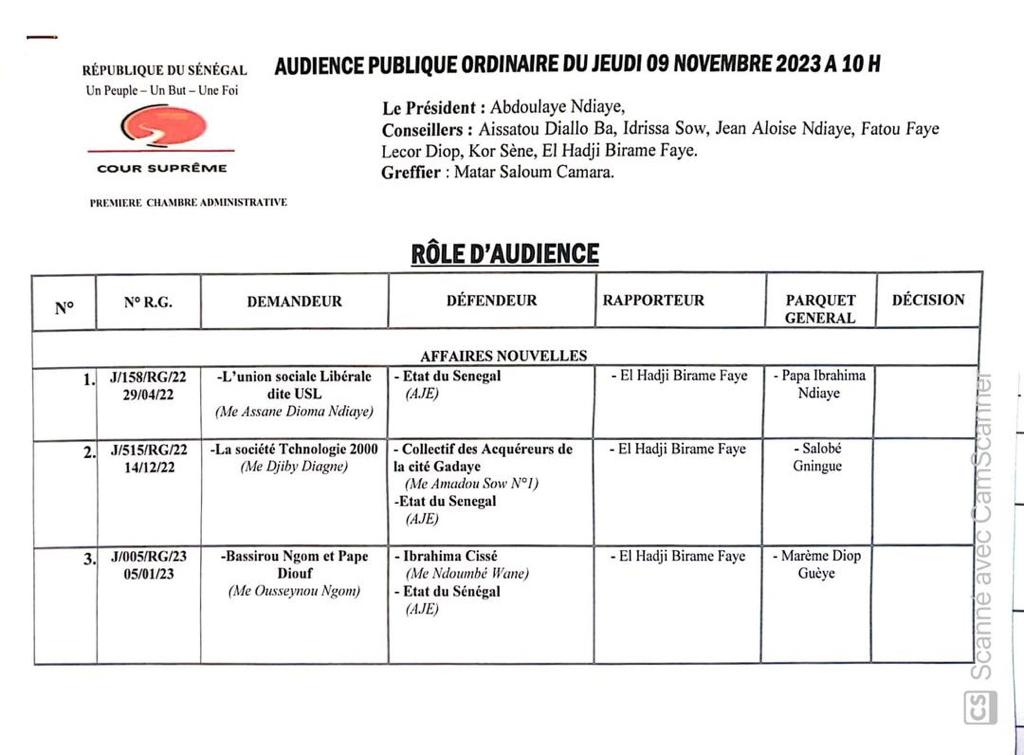 Loi sur le Parrainage:  l’affaire USL /Etat du Sénégal sera jugée au fond par la Cour suprême ce Jeudi 9 novembre