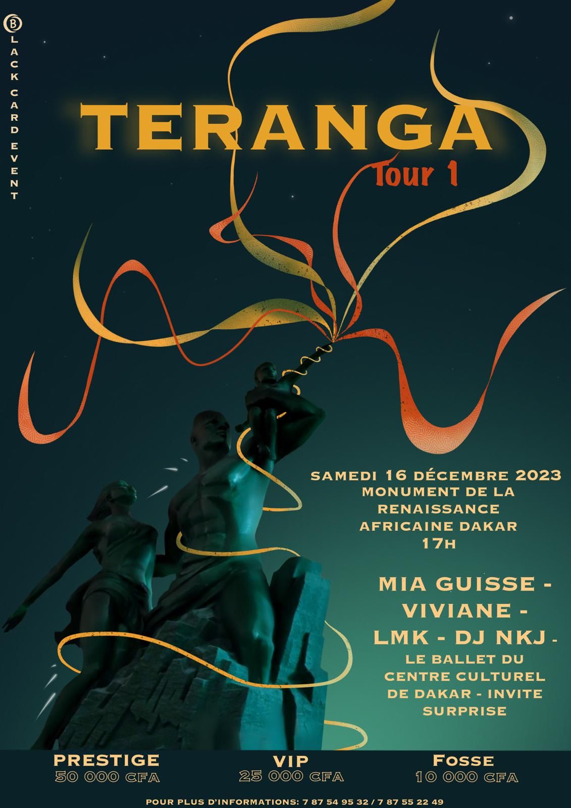 1ére EDITION TERANGA TOUR-Black Card Event à Dakar ce 16 Décembre au Monument de la renaissance.