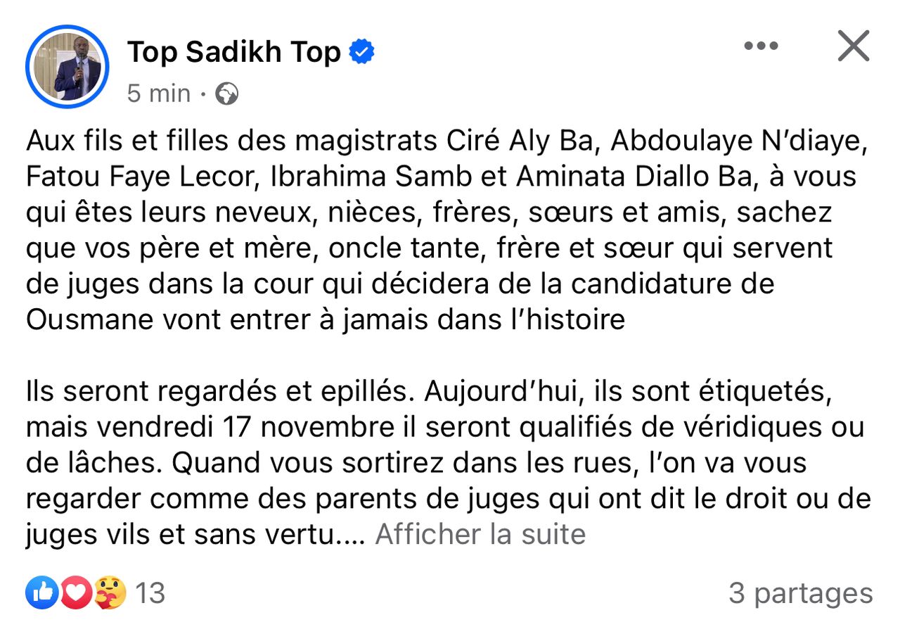 Pastef : Des Menaces Indirectes envers les Juges sèment l'Inquiétude sur la Stabilité de l'État