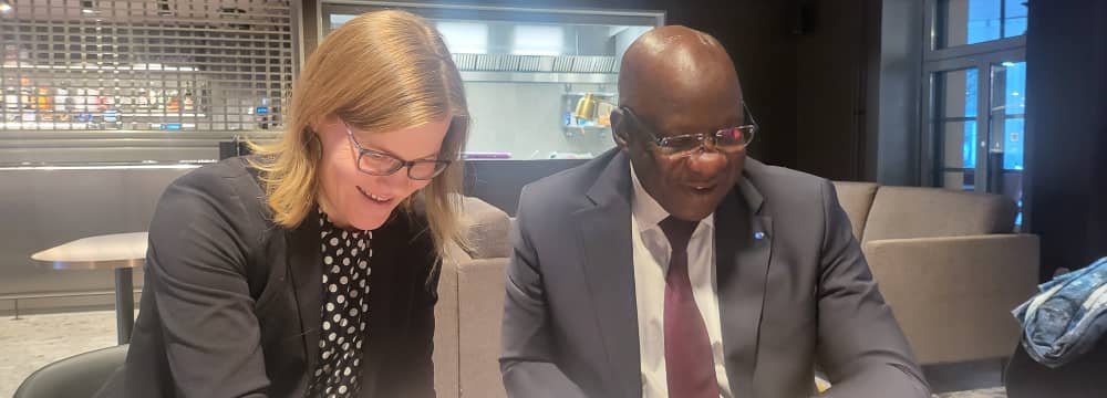 Le Président du Meds Mbagnick Diop  à Helsinki AFRITECH son " bébé"  au cœur des discussions pour un partenariat gagnant / gagnant.