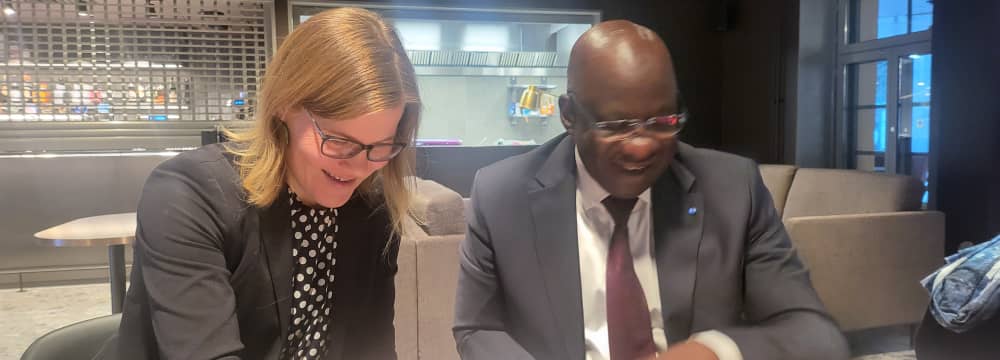 Le Président du Meds Mbagnick Diop  à Helsinki AFRITECH son " bébé"  au cœur des discussions pour un partenariat gagnant / gagnant.