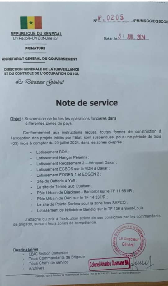 Suspension des Travaux Fonciers : Plus de 10 000 Emplois Journaliers Impactés suite à l'Ordre de Ousmane Sonko ( Cité Tobago, Recasement 2))