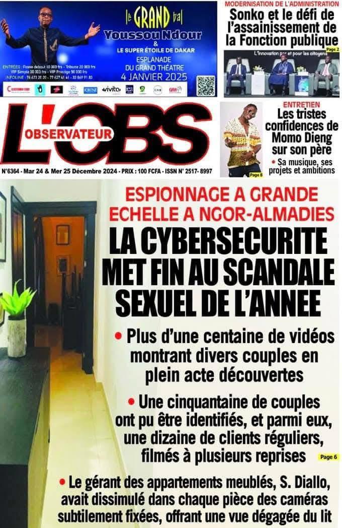 Scandale à Ngor-Almadies : plus de 100 vidéos de couples filmés en plein acte dans des appartements….