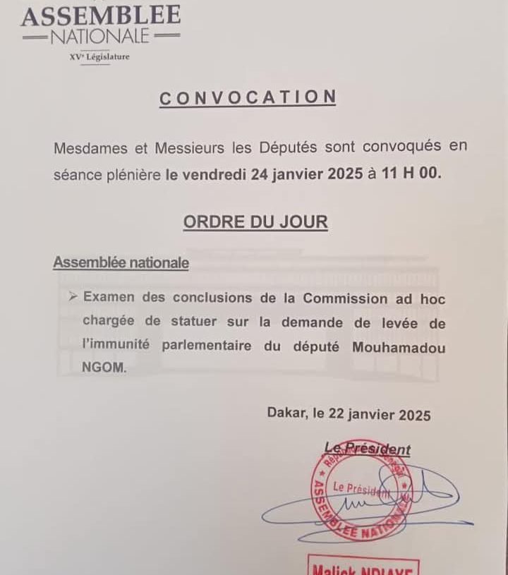 Document : La levée de l’immunité parlementaire de Farba Ngom prévue ce vendredi