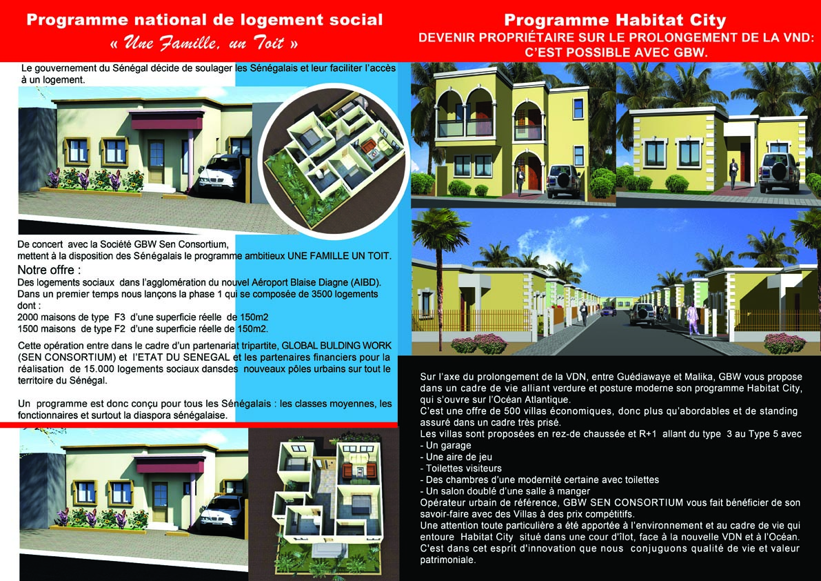 Programme national de logement social: Une famille un toit par l'homme d'affaires Mouhamed Diop.