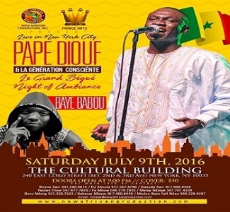 NEW AFRICAN PRODUCTION INC PRÉSENTE GOUDI MAALAW, le samedi 09 juillet au Cultural Building de New York avec Pape Diouf feat Bay Babu.