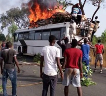 En route pour le Magal…Le bus des thiantacounes prend feu