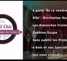 le "caffe chic restaurant" des almadies en haut du Patio vous informe le MENU du JEUDI au VENDREDI 12000f le plat au choix , BOISSON &amp; SHISHA offertent. venez vous régalez avec la nouvelle équipe !!!