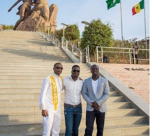 Youssou Ndour, Thione Niang et Akon au monument de la Renaissance Africaine