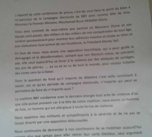 Résolution de Benno Bokk Yakaar de Dakar sur les violences politiques et le retrait des cartes d'électeurs