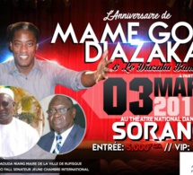 JOUR J -10 14 éme Anniversaire de Mame Goor Diazaka le 03 Mars à Sorano. Pensez à vos réservations.