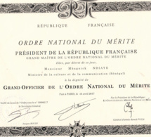 Grand Officier de l’Ordre National du Mérite : le ministre Mbagnik Ndiaye décoré par la France (DOCUMENT)