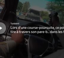 Lors d'une course-poursuite, ce policier tire à travers son pare-brise comme dans les films