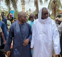 Serigne Mourtada Mom Serigne Fallou Mbacké rend visite à Serigne Saliou Ndigueul Thioune lors des activités du « Sêk » à Matlaboul Fawzayni