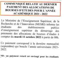 Bonne nouvelle pour les étudiants : Le paiement des allocations des bourses démarre mardi prochain !