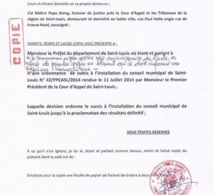 St Louis: Le préfet déchire l'ordonnance de sursis de la Cour d’Appel et installe le Conseil municipal lundi