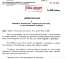 Report du démarrage des examens de la session 2023 du BEP (Document)