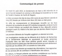 Attaque d'un bus: Les premiers éléments de l'enquête, suggèrent un attentat terroriste (Procureur de la République)