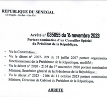 Décret de nomination : Mohamadoune Araby Niass nommé Conseil spécial du président de la République